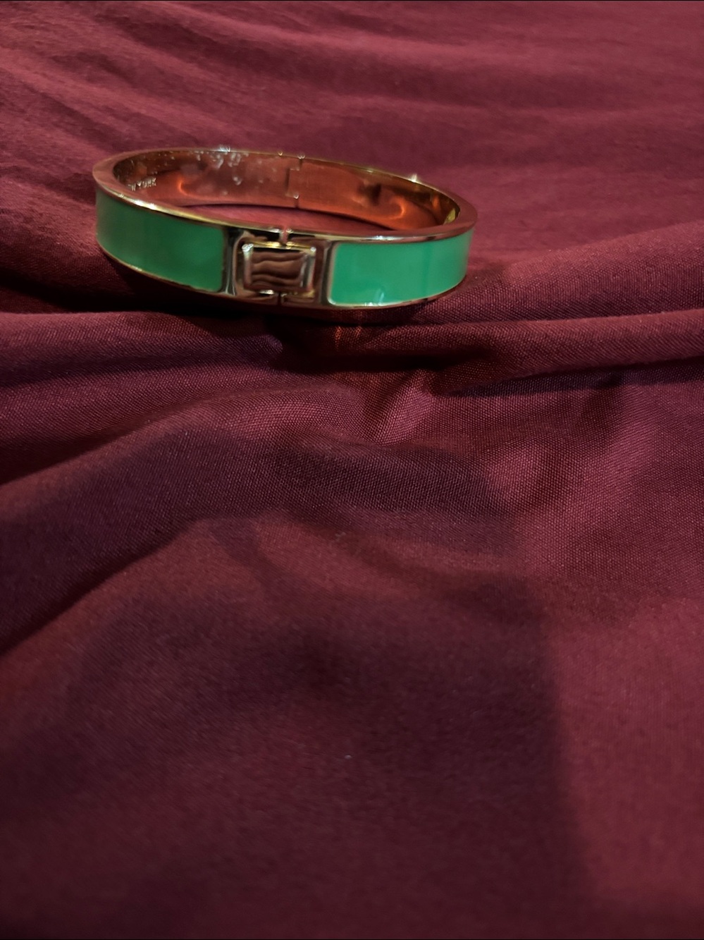 kate spade Gold-Tone Bangle Bracelet with Green Enamel Panels - Picture 5 of 5